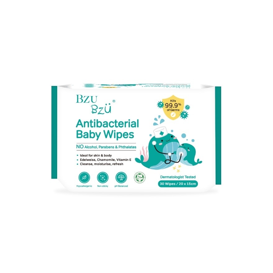 Antibacterial Baby Wipes (No Alcohol & Parabens & Phthalates) 30s