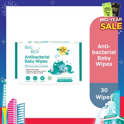 BZU BZU Antibacterial Baby Wipes (No Alcohol & Parabens & Phthalates) 30s