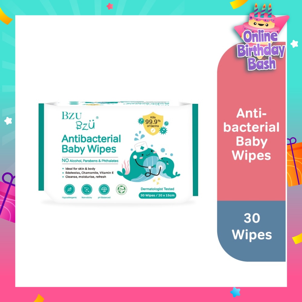 Antibacterial Baby Wipes (No Alcohol & Parabens & Phthalates) 30s