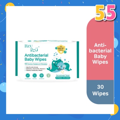 BZU BZU Antibacterial Baby Wipes (No Alcohol & Parabens & Phthalates) 30s