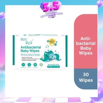 BZU BZU - Antibacterial Baby Wipes (No Alcohol & Parabens & Phthalates) 30s