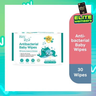 BZU BZU Antibacterial Baby Wipes (No Alcohol & Parabens & Phthalates) 30s