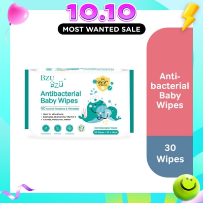 BZU BZU Antibacterial Baby Wipes (No Alcohol & Parabens & Phthalates) 30s image