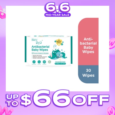BZU BZU - Antibacterial Baby Wipes (No Alcohol & Parabens & Phthalates) 30s