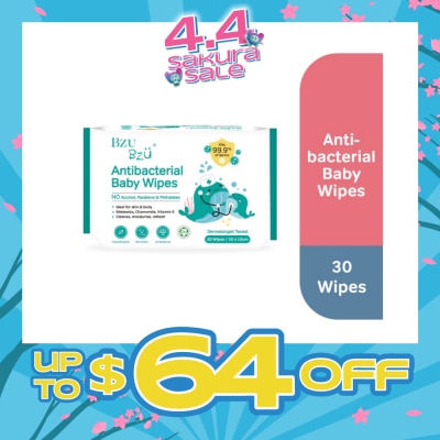 BZU BZU - Antibacterial Baby Wipes (No Alcohol & Parabens & Phthalates) 30s