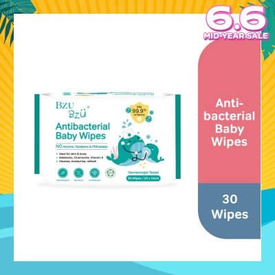BZU BZU Antibacterial Baby Wipes (No Alcohol & Parabens & Phthalates) 30s