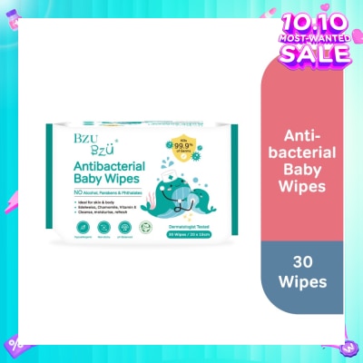 BZU BZU Antibacterial Baby Wipes (No Alcohol & Parabens & Phthalates) 30s