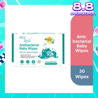 BZU BZU Antibacterial Baby Wipes (No Alcohol & Parabens & Phthalates) 30s