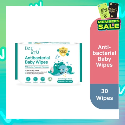 BZU BZU Antibacterial Baby Wipes (No Alcohol & Parabens & Phthalates) 30s