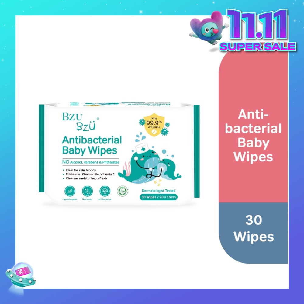 Antibacterial Baby Wipes (No Alcohol & Parabens & Phthalates) 30s