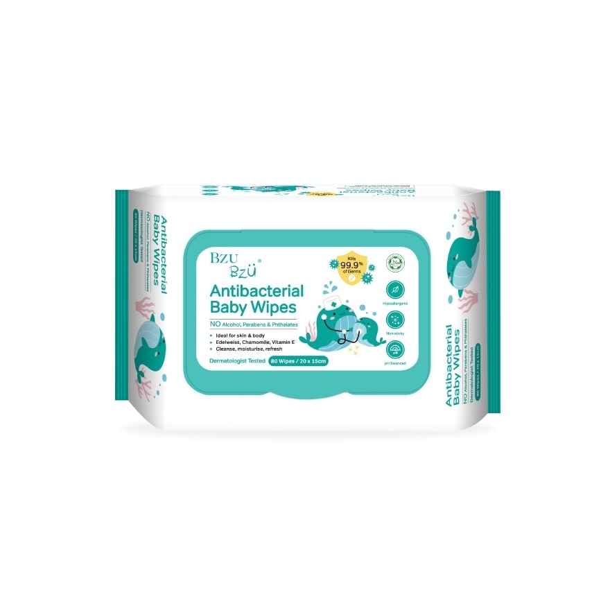 Antibacterial Baby Wipes (No Alcohol & Parabens & Phthalates) 80s