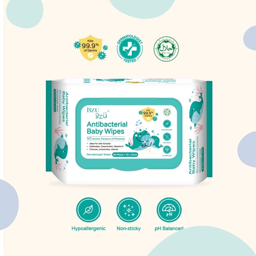 Antibacterial Baby Wipes (No Alcohol & Parabens & Phthalates) 80s