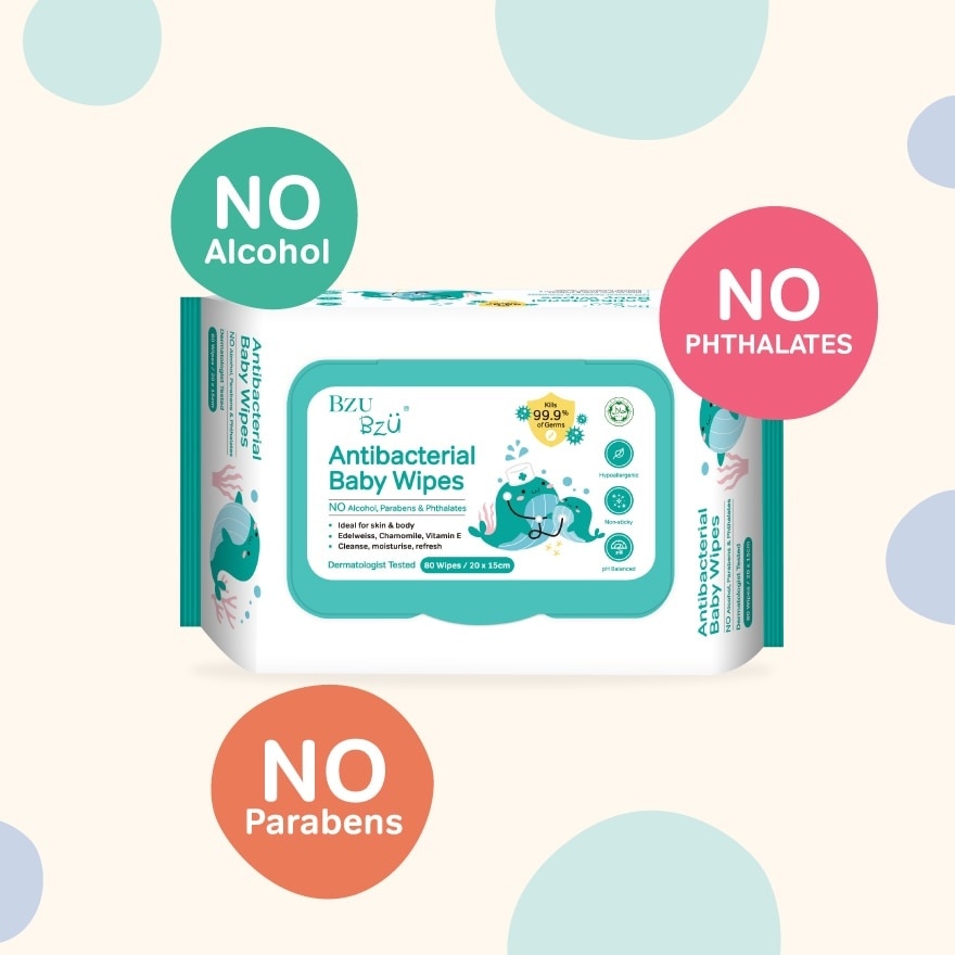 Antibacterial Baby Wipes (No Alcohol & Parabens & Phthalates) 80s