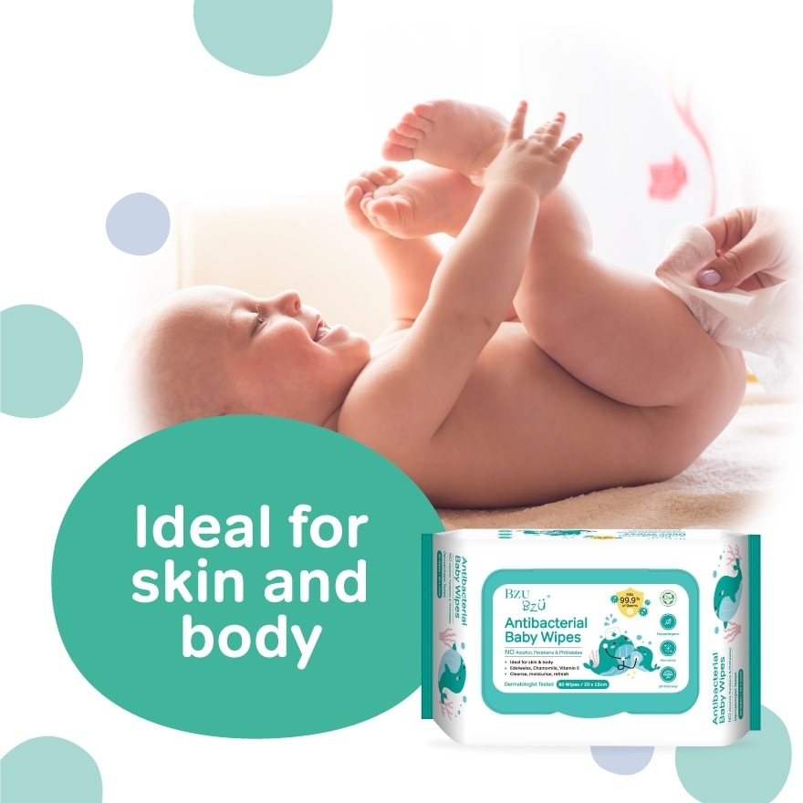 Antibacterial Baby Wipes (No Alcohol & Parabens & Phthalates) 80s