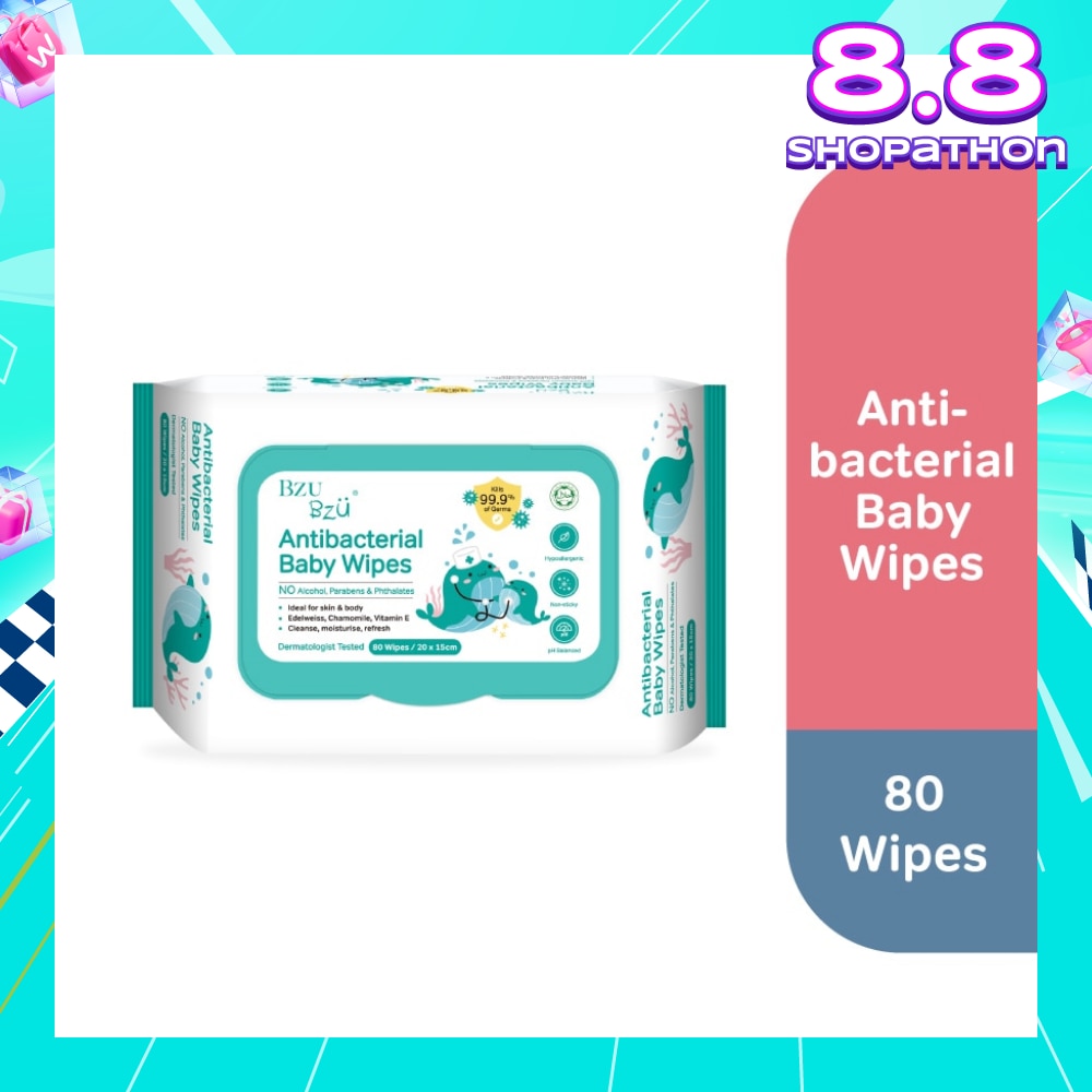 Antibacterial Baby Wipes (No Alcohol & Parabens & Phthalates) 80s