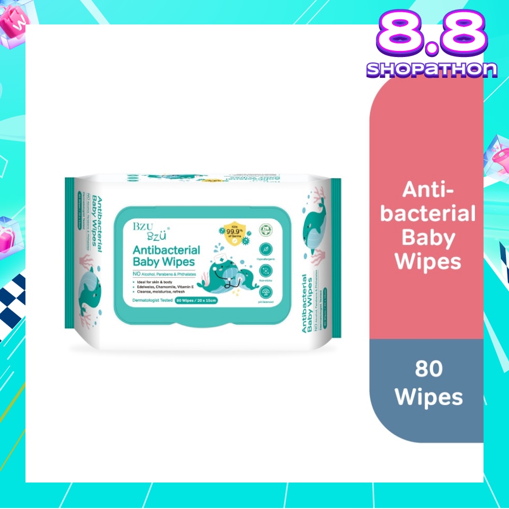 Antibacterial Baby Wipes (No Alcohol & Parabens & Phthalates) 80s