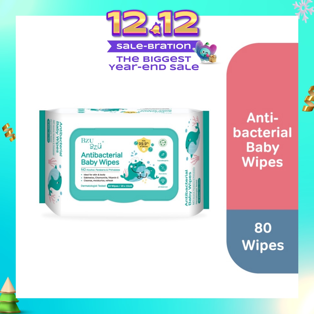 Antibacterial Baby Wipes (No Alcohol & Parabens & Phthalates) 80s