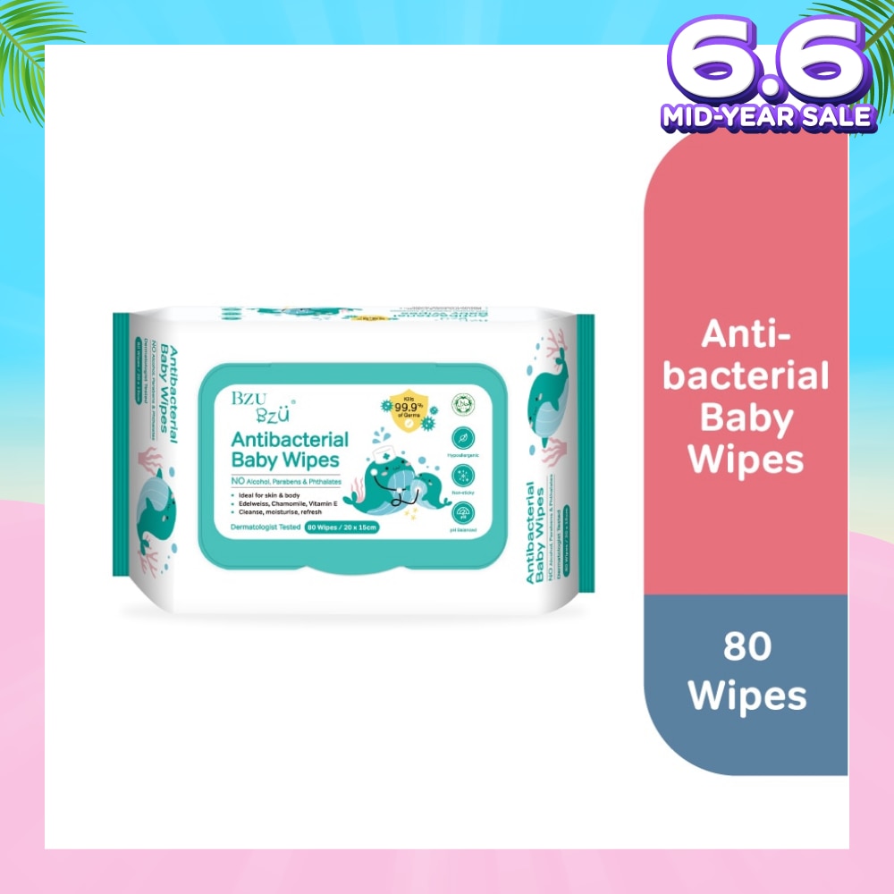 Antibacterial Baby Wipes (No Alcohol & Parabens & Phthalates) 80s