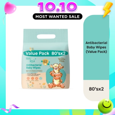 BZU BZU Antibacterial Baby Wipes Value Pack (No Alcohol & Parabens & Phthalates) 2x80s image