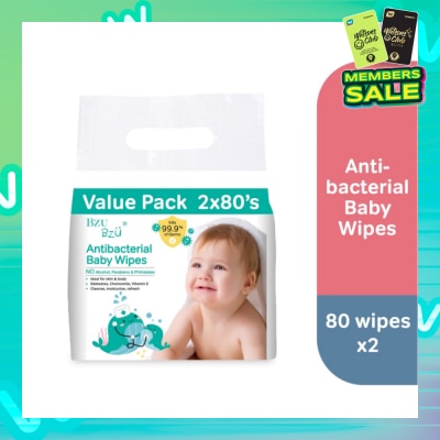 BZU BZU Antibacterial Baby Wipes Value Pack (No Alcohol & Parabens & Phthalates) 2x80s