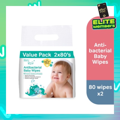 BZU BZU Antibacterial Baby Wipes Value Pack (No Alcohol & Parabens & Phthalates) 2x80s