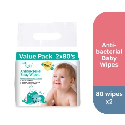 BZU BZU Antibacterial Baby Wipes Value Pack (No Alcohol & Parabens & Phthalates) 2x80s