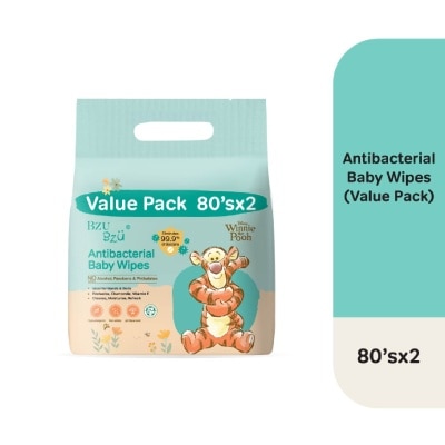 BZU BZU - Antibacterial Baby Wipes Value Pack (No Alcohol & Parabens & Phthalates) 2x80s