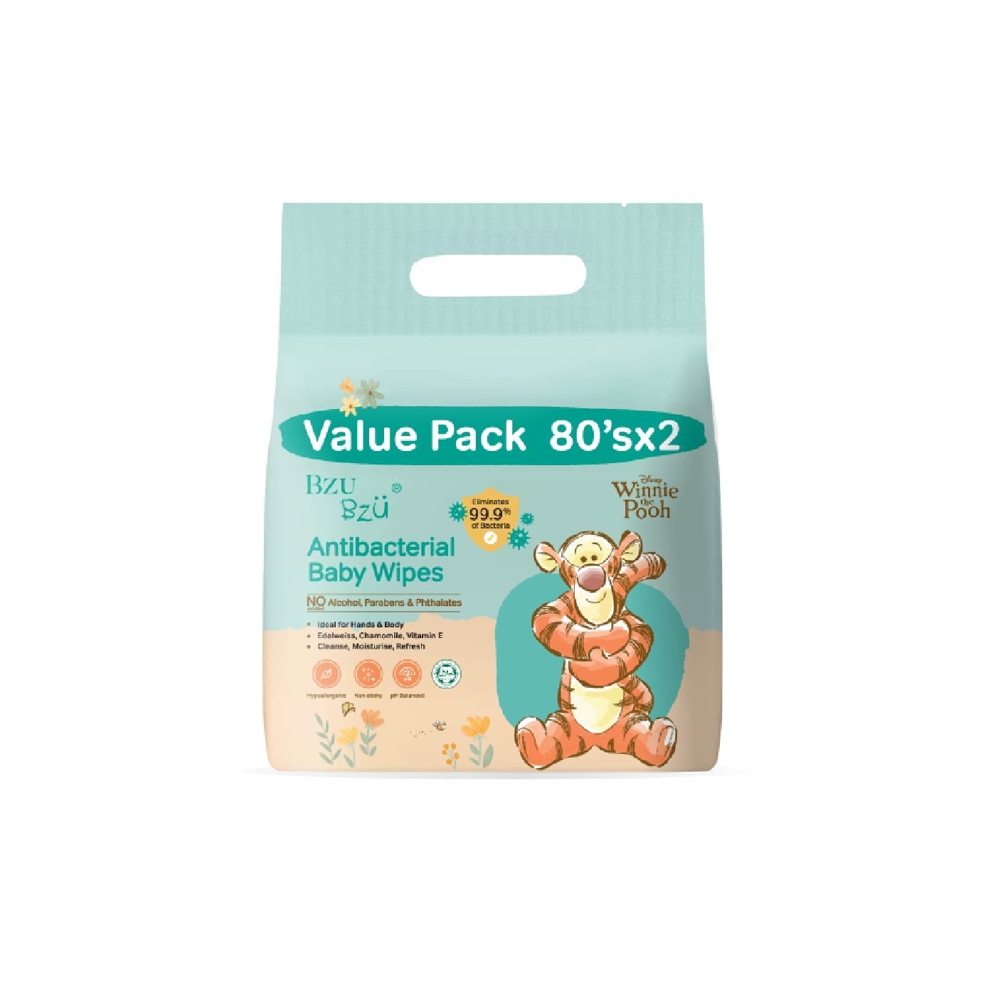 Antibacterial Baby Wipes Value Pack (No Alcohol & Parabens & Phthalates) 2x80s