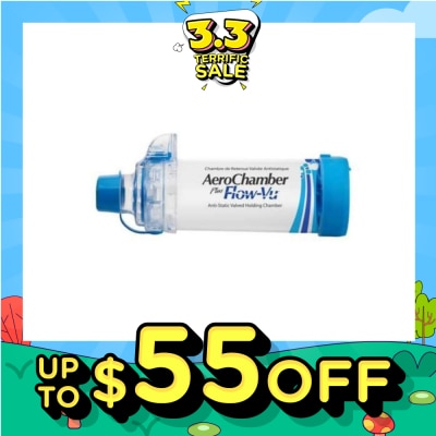 AEROCHAMBER Plus Flow-Vu Anti-Static Valved Holding Chamber With Mouth Piece 1s