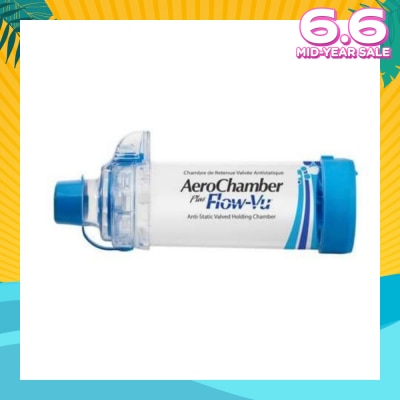 AEROCHAMBER Plus Flow-Vu Anti-Static Valved Holding Chamber With Mouth Piece 1s