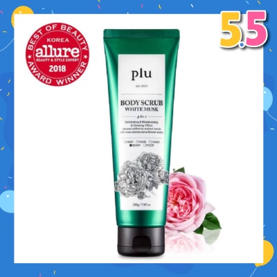 PLU 3 in 1 Body Scrub White Musk (Exfoliating & Moisturising) 200g