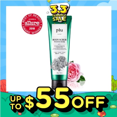 PLU 3 in 1 Body Scrub White Musk (Exfoliating & Moisturising) 200g