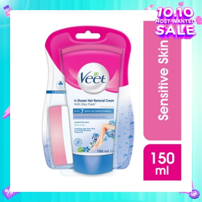 VEET In-shower Hair Removal Cream Sensitive Skin 150g (Expiry: Jun`2026)