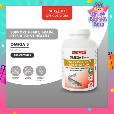 NUTRILIFE Omega 3 Plus Capsules (Helps Support Heart, Brain, Eye & Joint Health) 90s