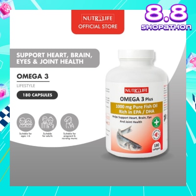 NUTRILIFE Omega 3 Plus Capsules (Helps Support Heart, Brain, Eye & Joint Health) 90s