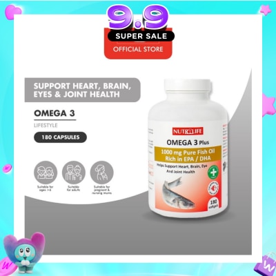 NUTRILIFE - Omega 3 Plus Capsules (Helps Support Heart, Brain, Eye & Joint Health) 90s image