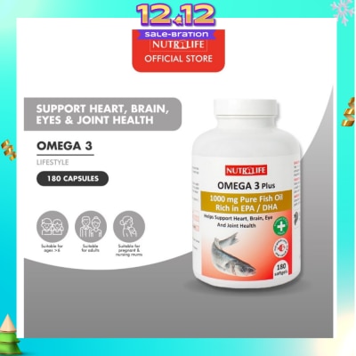 NUTRILIFE Omega 3 Plus Capsules (Helps Support Heart, Brain, Eye & Joint Health) 90s