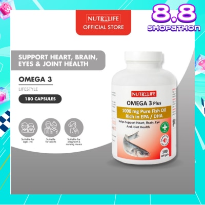 NUTRILIFE Omega 3 Plus Capsules (Helps Support Heart, Brain, Eye & Joint Health) 90s