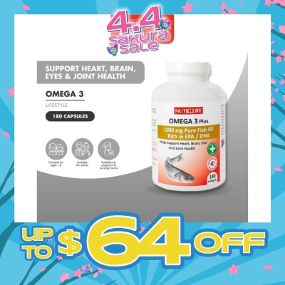 NUTRILIFE - Omega 3 Plus Capsules (Helps Support Heart, Brain, Eye & Joint Health) 90s