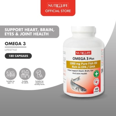 NUTRILIFE Omega 3 Plus Capsules (Helps Support Heart, Brain, Eye & Joint Health) 90s