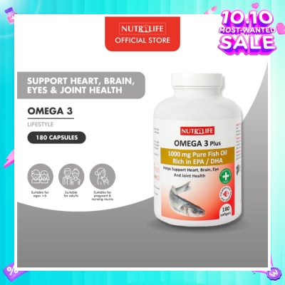 NUTRILIFE Omega 3 Plus Capsules (Helps Support Heart, Brain, Eye & Joint Health) 90s