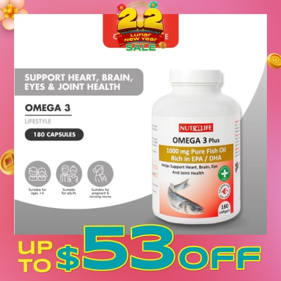 NUTRILIFE Omega 3 Plus Capsules (Helps Support Heart, Brain, Eye & Joint Health) 90s