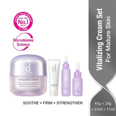 D PROGRAM Vitalizing Cream Set For Mature Skin (Essence In Cleansing Foam + Vital Act Lotion + Emulsion + Vitalizing Cream) 1s