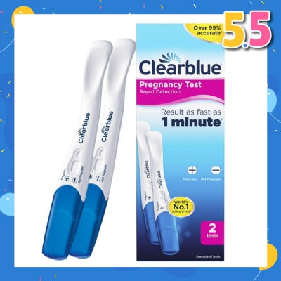CLEARBLUE Rapid Detection Pregnancy Test (Over 99% Accurate + Clear Results) 2s