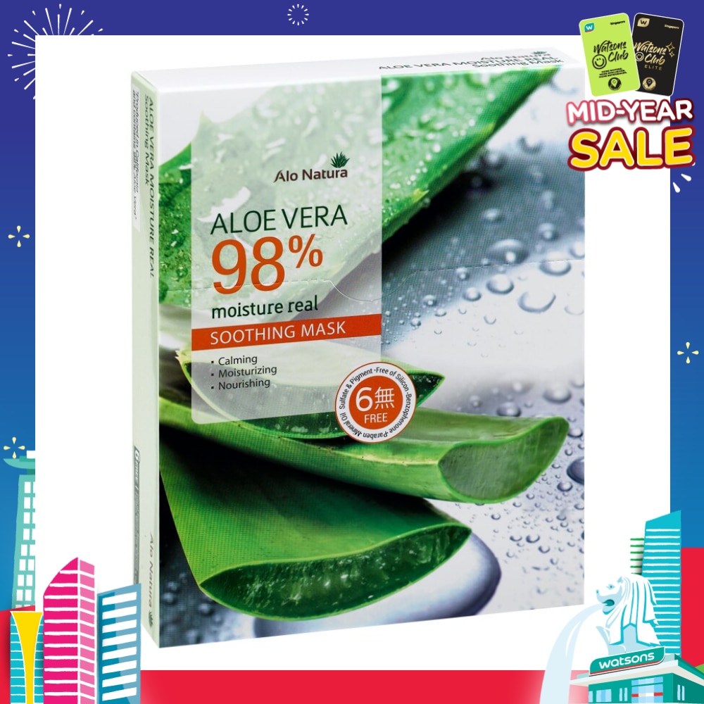 Aloe Vera 98% Moisture Real Soothing Mask (Calming, Moisturising & Norishing) 10s