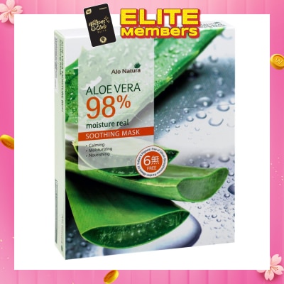 ALO NATURA Aloe Vera 98% Moisture Real Soothing Mask (Calming, Moisturising & Norishing) 10s
