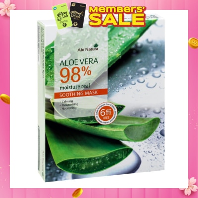 ALO NATURA Aloe Vera 98% Moisture Real Soothing Mask (Calming, Moisturising & Norishing) 10s