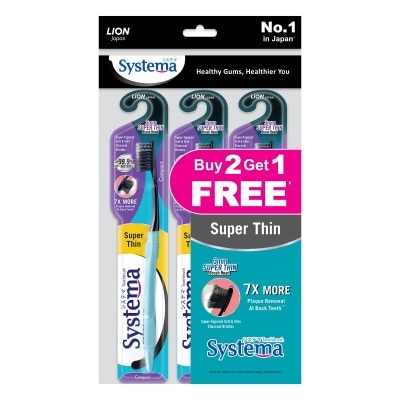 SYSTEMA 3mm Super Thin Compact Toothbrush 3s Packset (Buy 2 Get 1 Free)
