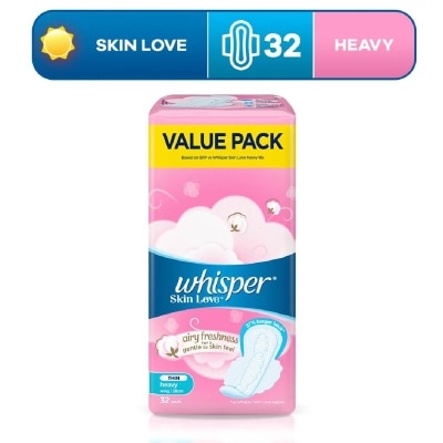 WHISPER Skin Love Ultra Slim Heavy Flow 28cm 2x16 pads