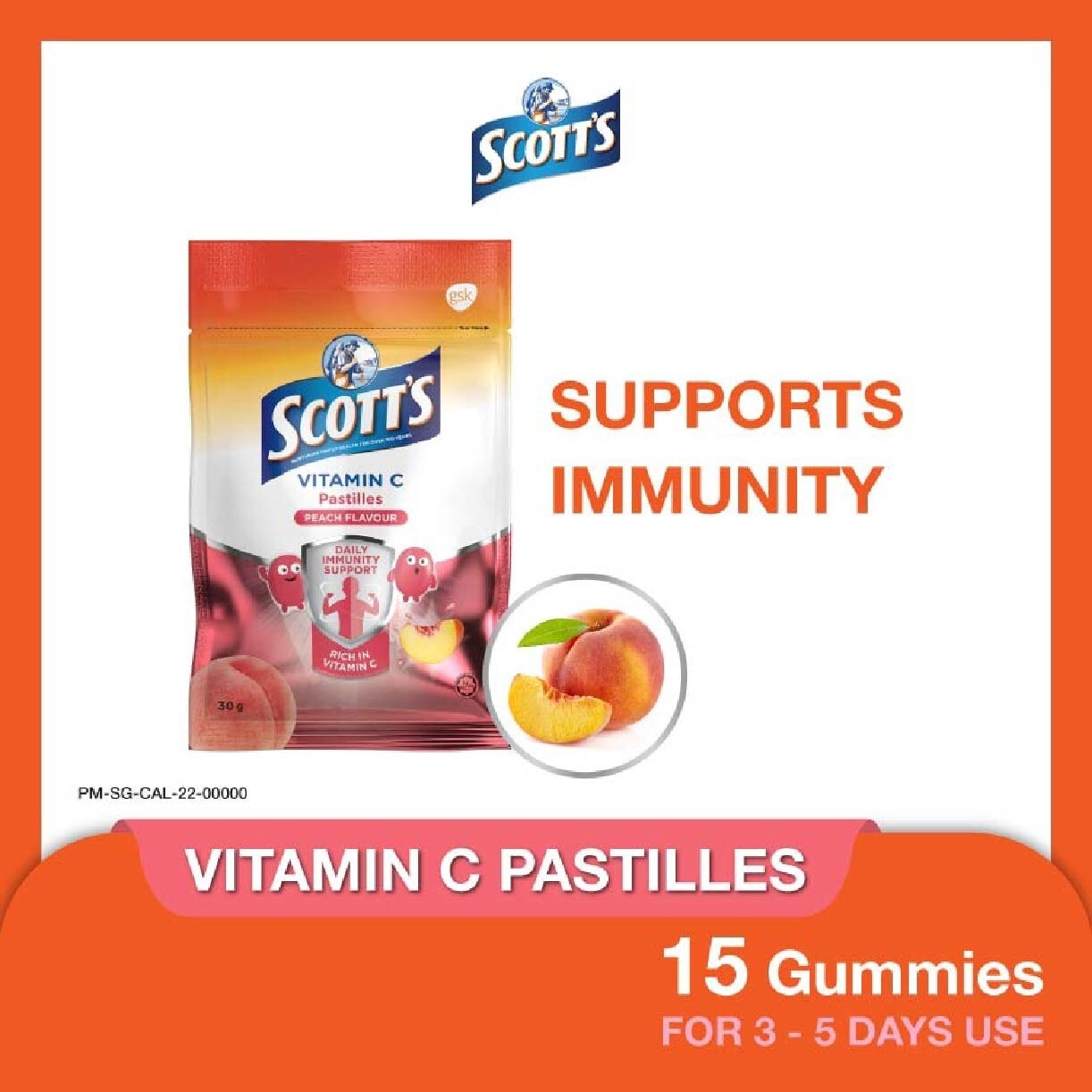 Vitamin C Peach Flavour Zipper 15 Pastilles